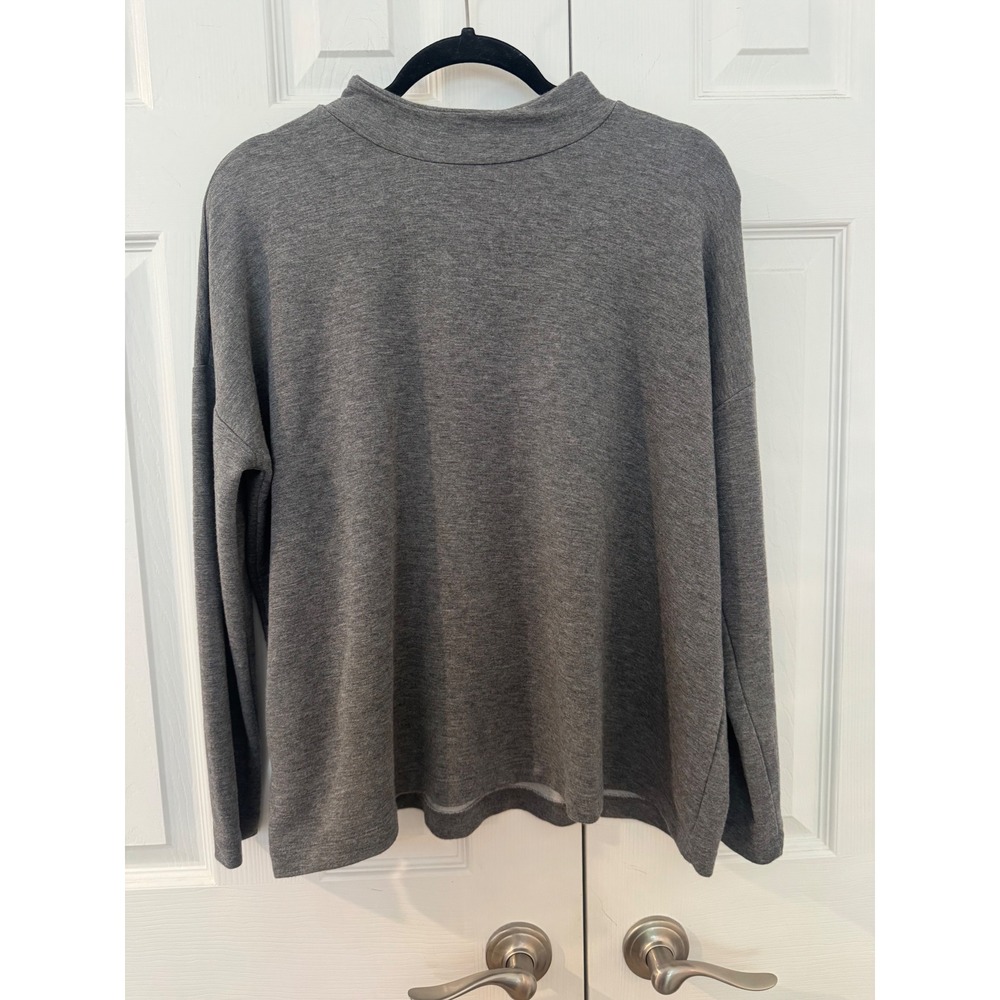 Ann Taylor Petite Gray Mock Neck Super Soft Sweatshirt Relaxed Fit Pullover MP